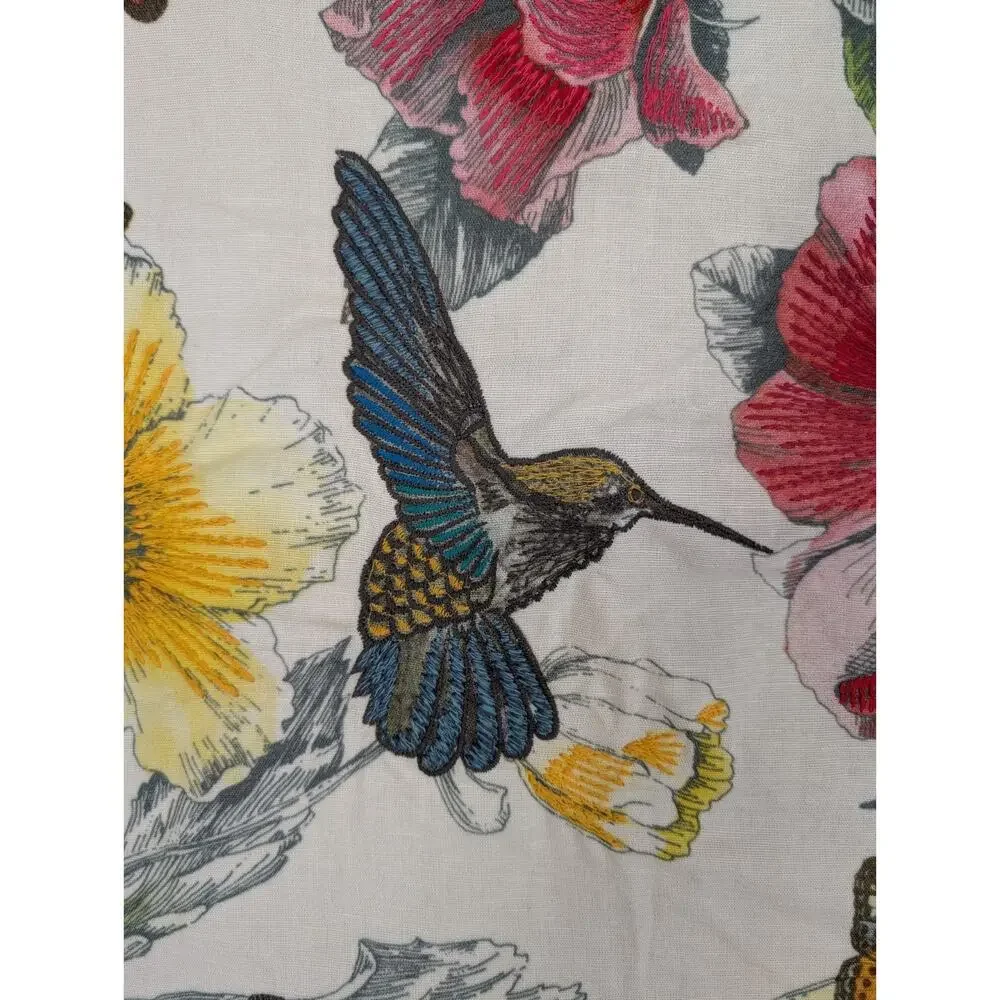 Pottery Barn Hummingbird Butterfly Botanical Embroidered Pillow Cover 20